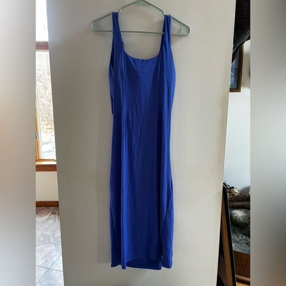 NWT Halara Siftlyzero Airy M medium Royal Blue Square-Neck Midi Dress Activewear - Picture 4 of 4